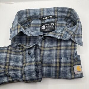 Carhartt Shirt Mens XL Rugged Flex Relaxed Fit Long Sleeve Blue Plaid